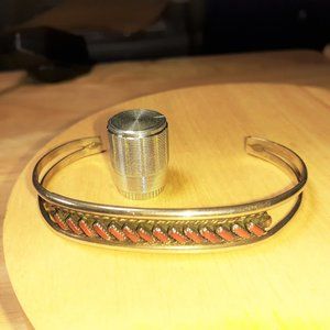 Zuni Needle Point Sterling Silver Coral Cuff
